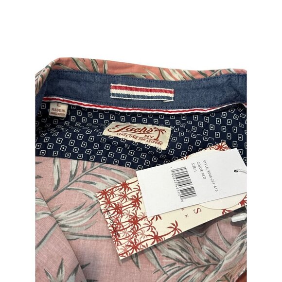 Jachs New York Men's Palm Print Stretch Short Sleeve Shirt Tropical  L NWT - Picture 5 of 6